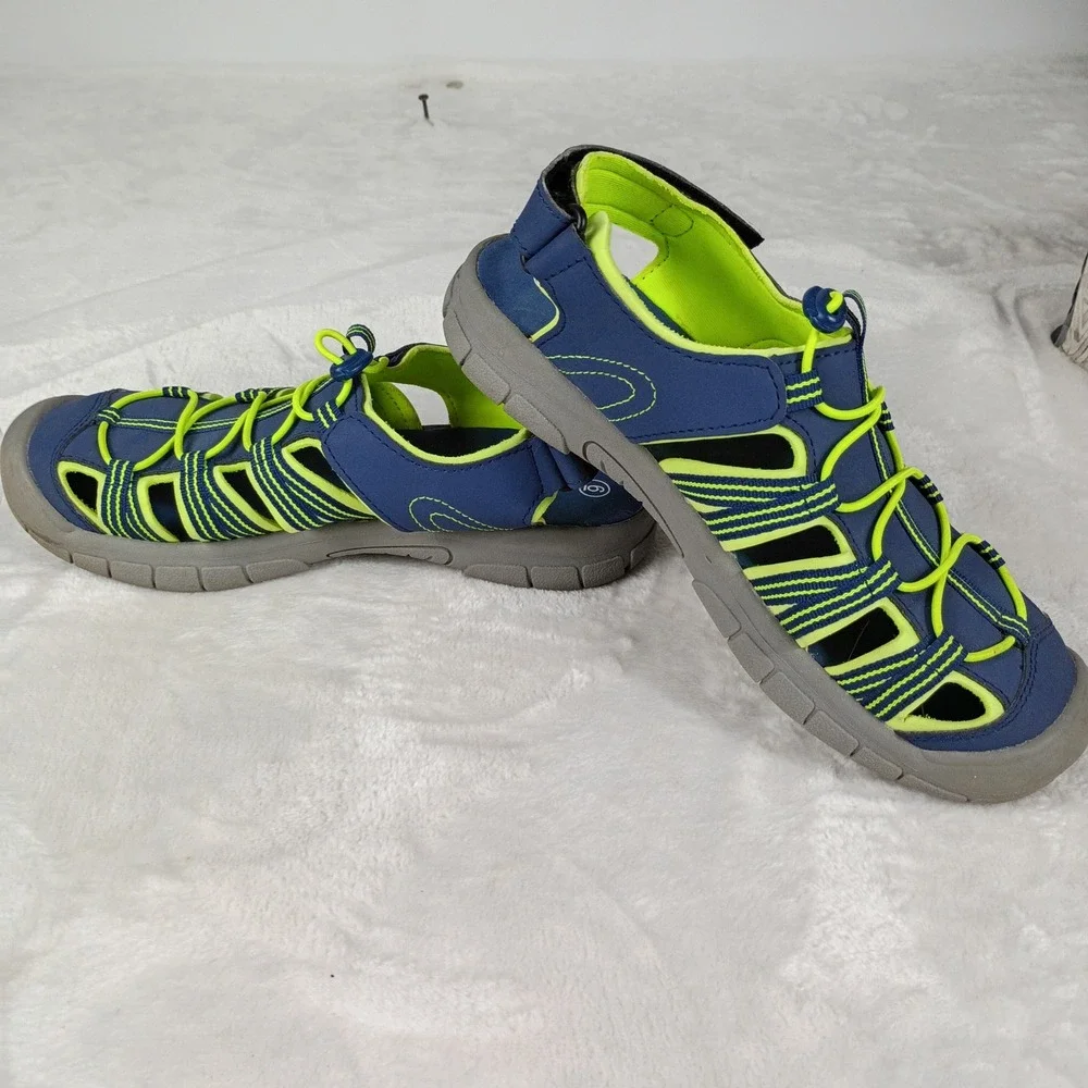 DSG Caged Sandal Youth 6 Blue Neon Green Bungee Hiking Outdoor Gorpcore Summer